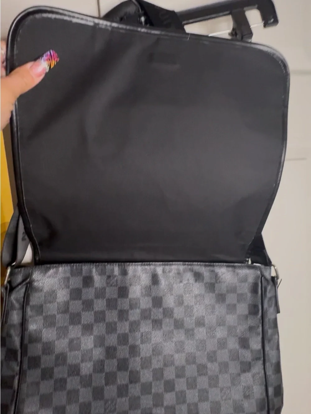 Black Check Messenger Bag